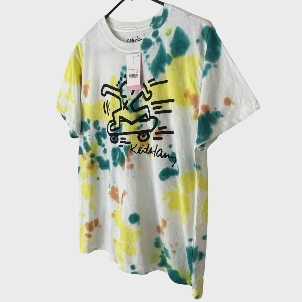 Keith Haring Skateboarding Tie-Dye Shirt Men's Medium Street Art Graphic Tee New - Picture 2 of 11